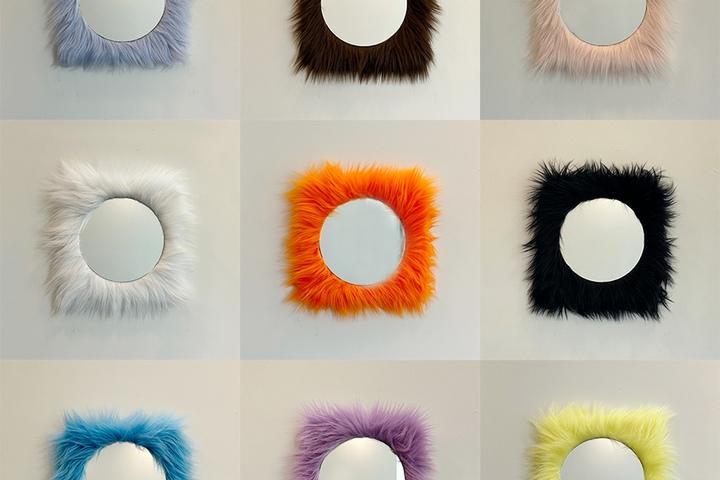 cooing fur mirror 쿠잉 퍼 미러 인테리어 벽걸이 거울 (9colors)