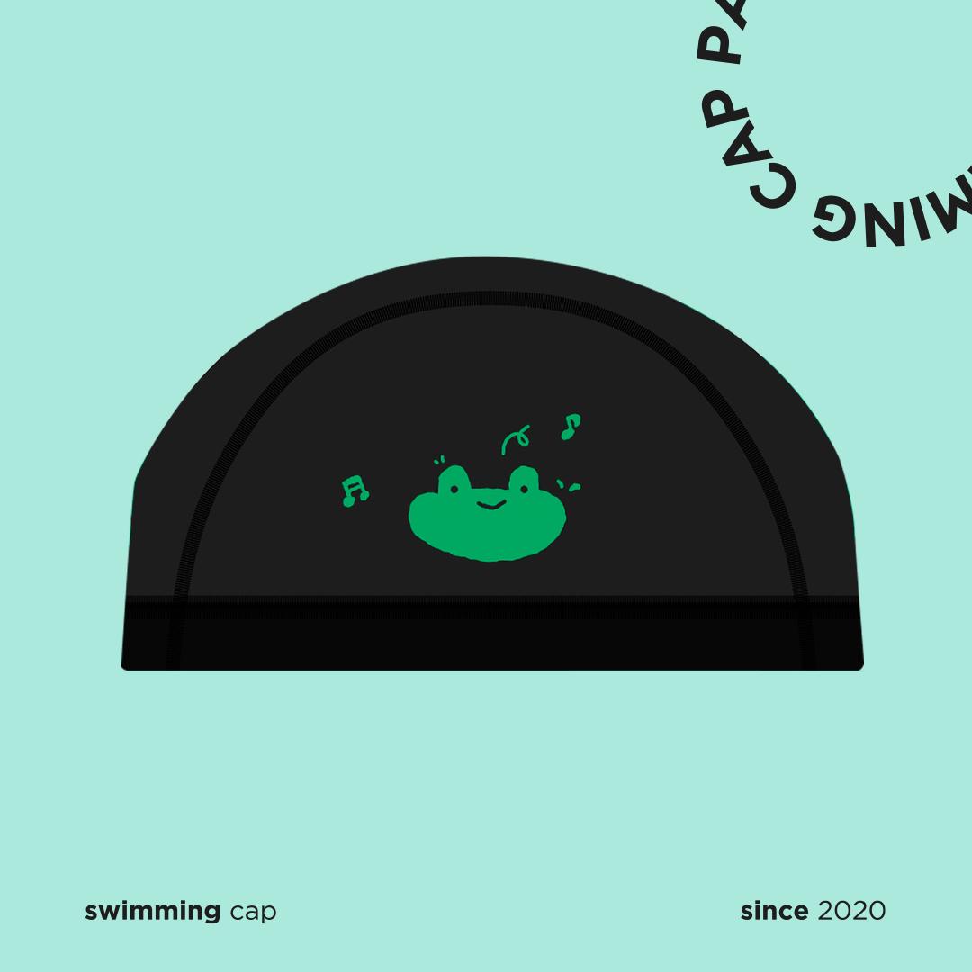 피카스위밍 개구리 블랙 제작수모 메쉬수모 수영모자