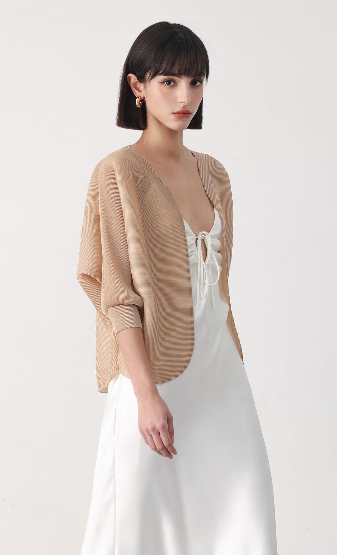 ainy pleats cardigan jacket_beige