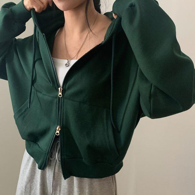 [간절기템] 스니커즈 투웨이 크롭 후드집업_슈가파우더