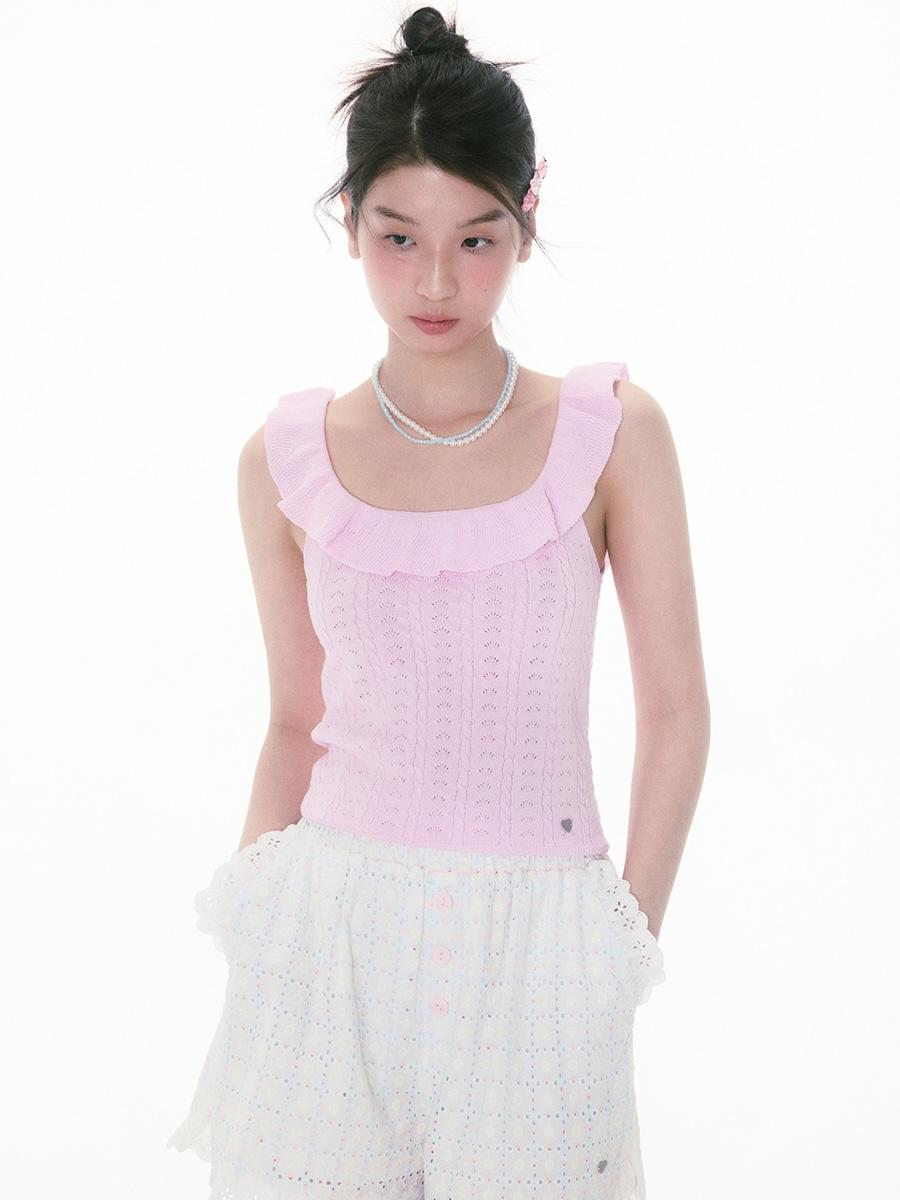 WhyBerry Ruffle Neckline Vest (2color)