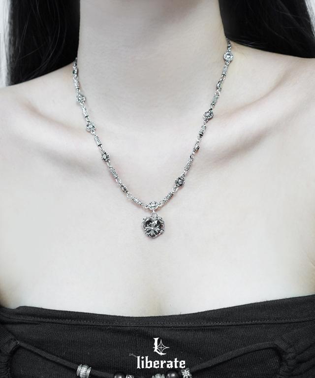 Chrome colored cubic heart necklace