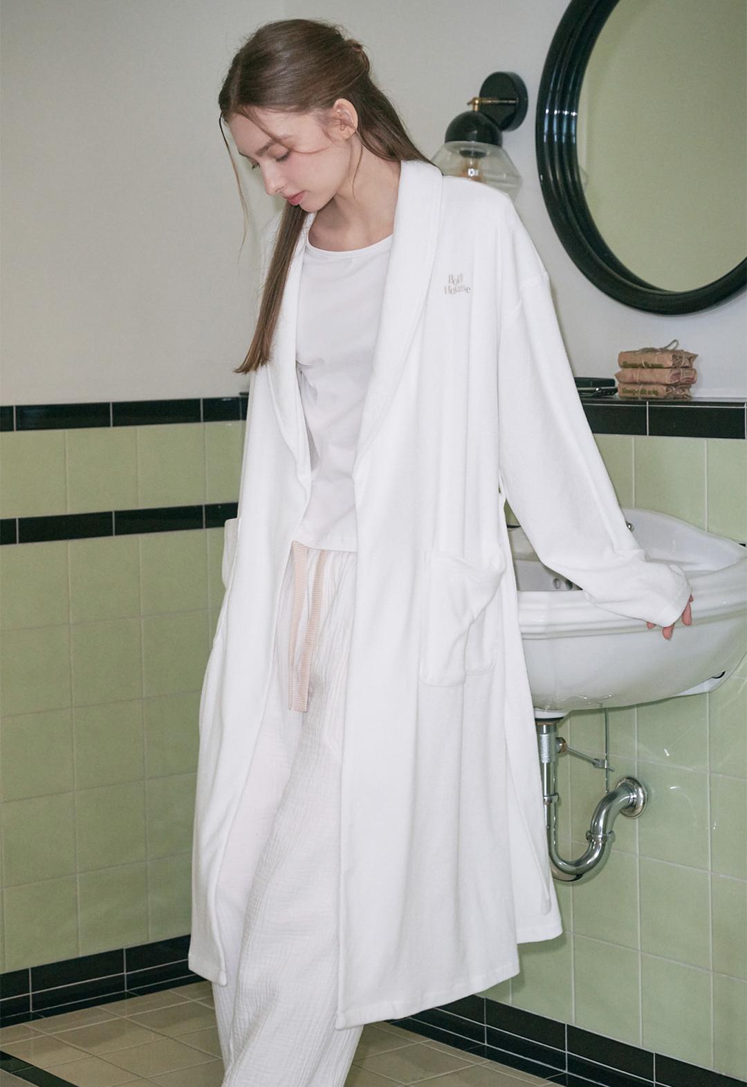 Terry Shawl Collar Robe Gown (white)