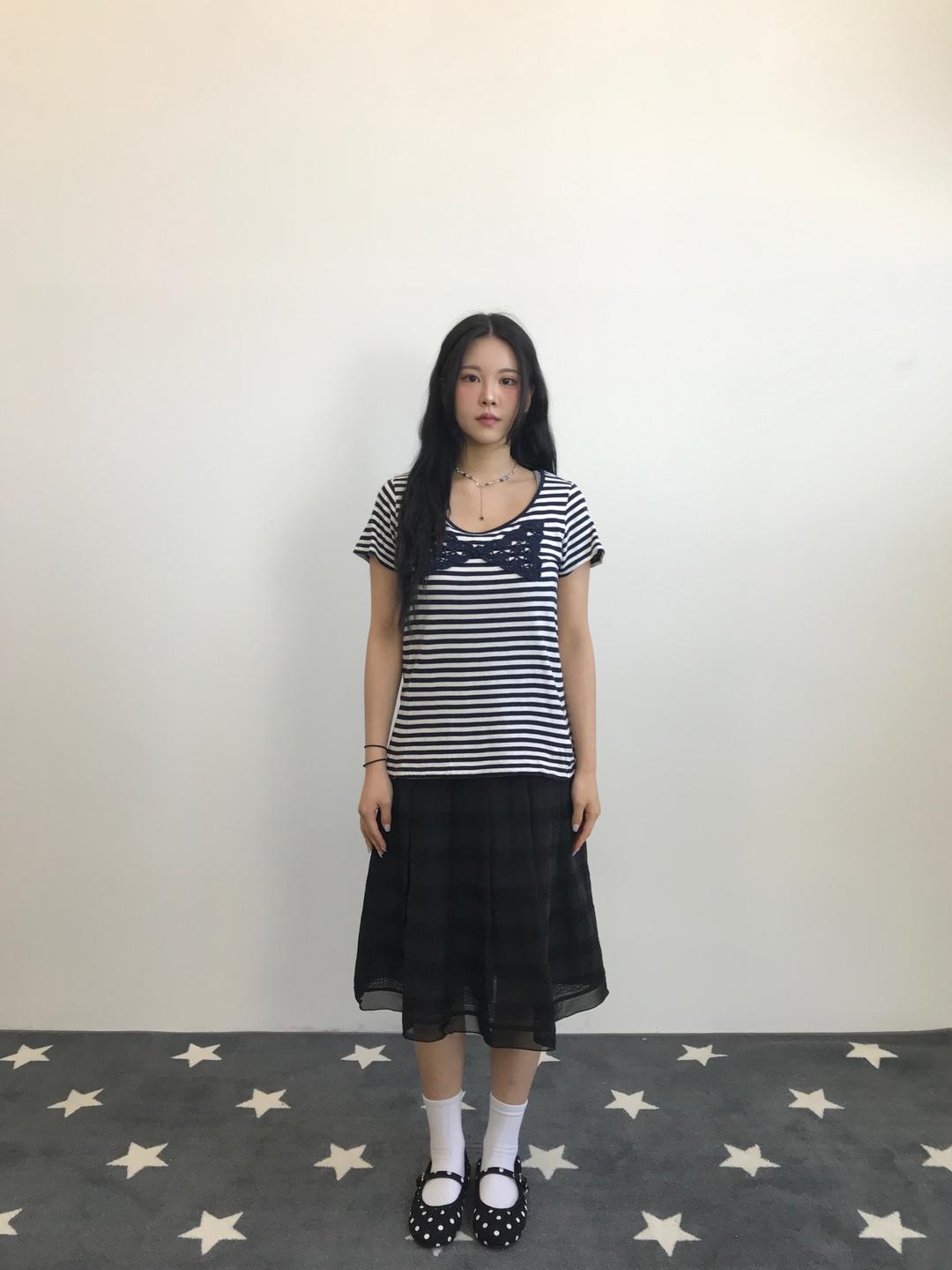 'earth music & ecology' Stripe Crochet Ribbon Top