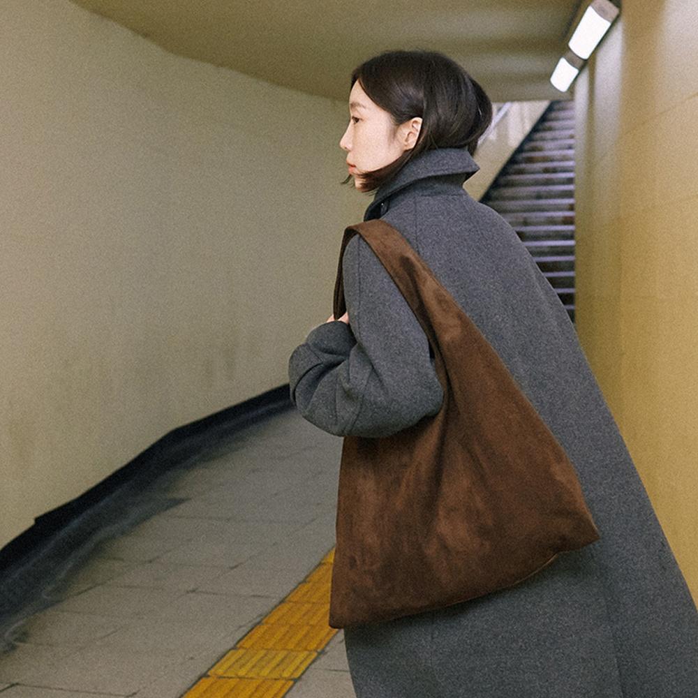 플라워 마켓백 Flower Market Bag - Suede Dark Brown