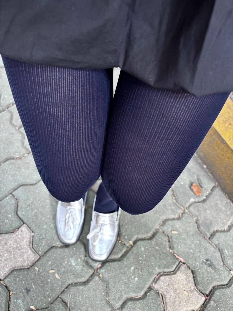 네이비 60데니아 쫀쫀 골지 스타킹 네이비스타킹