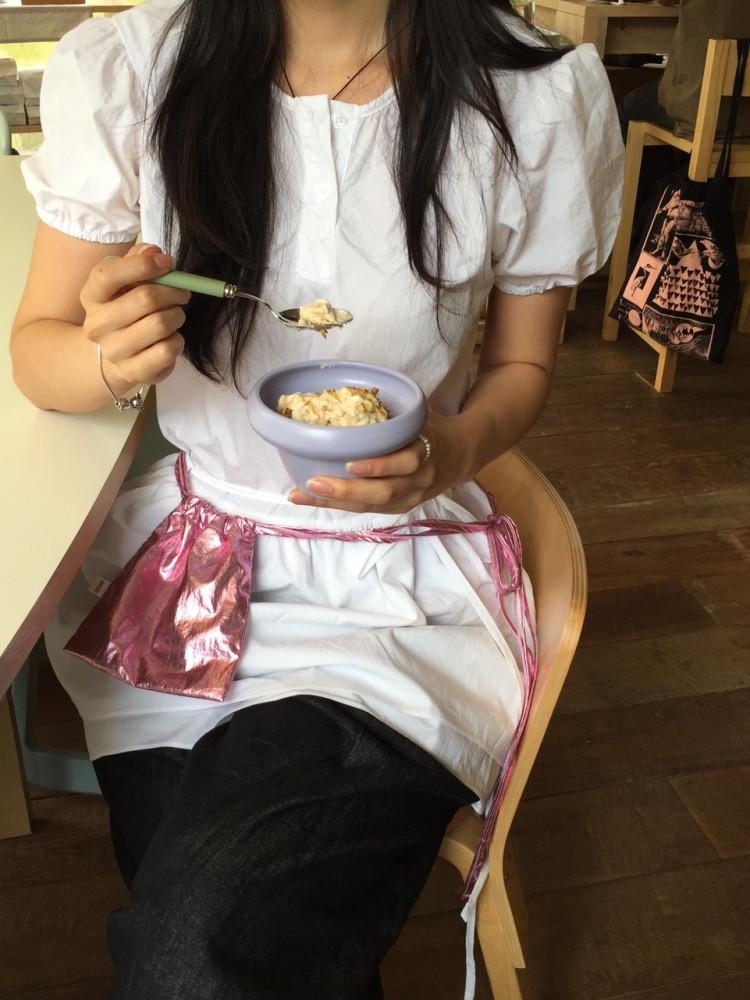 여자 포레 리본 퍼프 레이어드 미니 원피스