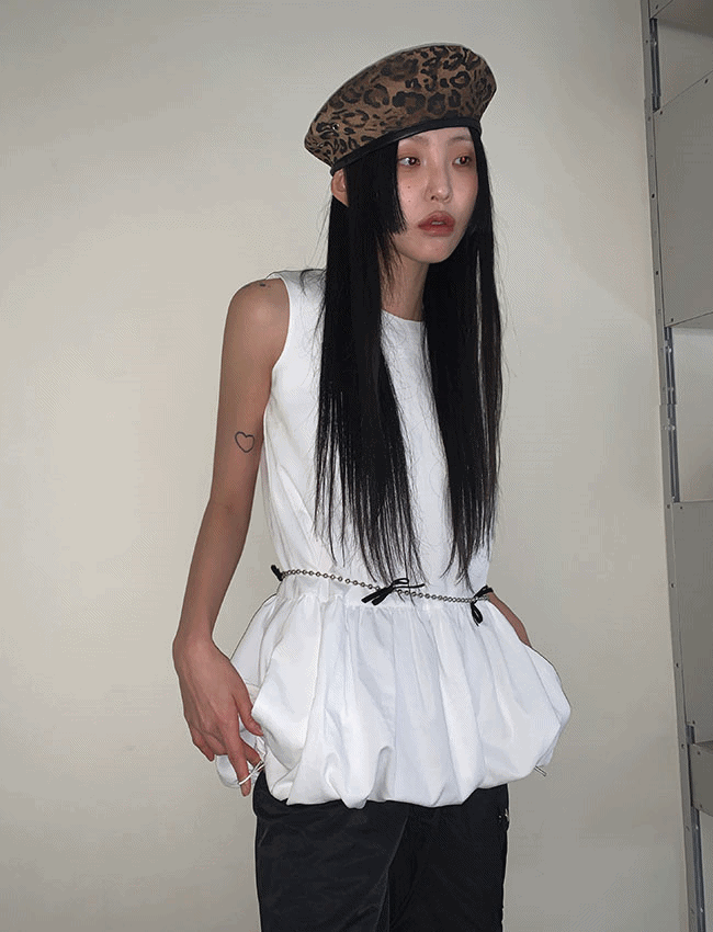 스트링 펌킨 슬리브리스 원피스 (2color)