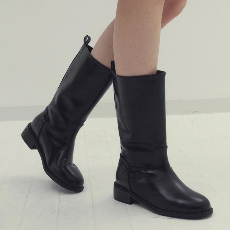 BringMyThings - [1차 리오더] 파크 베이직 미들 하프 부츠_black