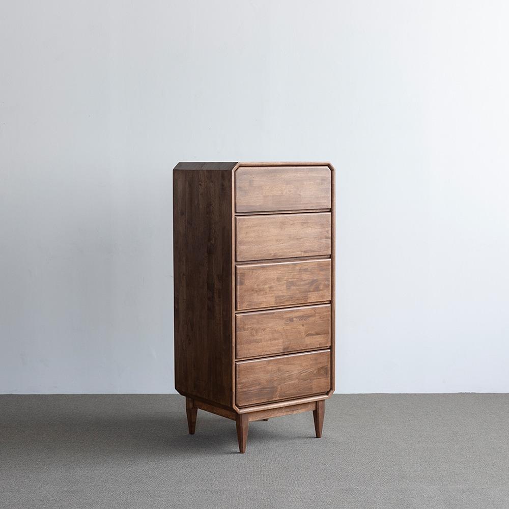 노먼 미니 5단 다용도 폭좁은 슬림 원목 서랍장 600