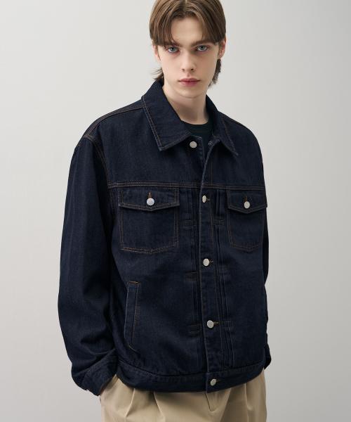 워싱 릴렉스 데님 트러커 자켓 [DARK BLUE]