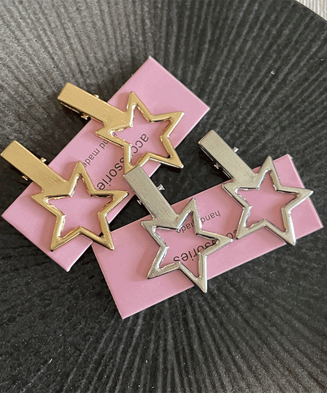 키치블랑 여성 포니카 앞머리 별 헤어핀 2종세트