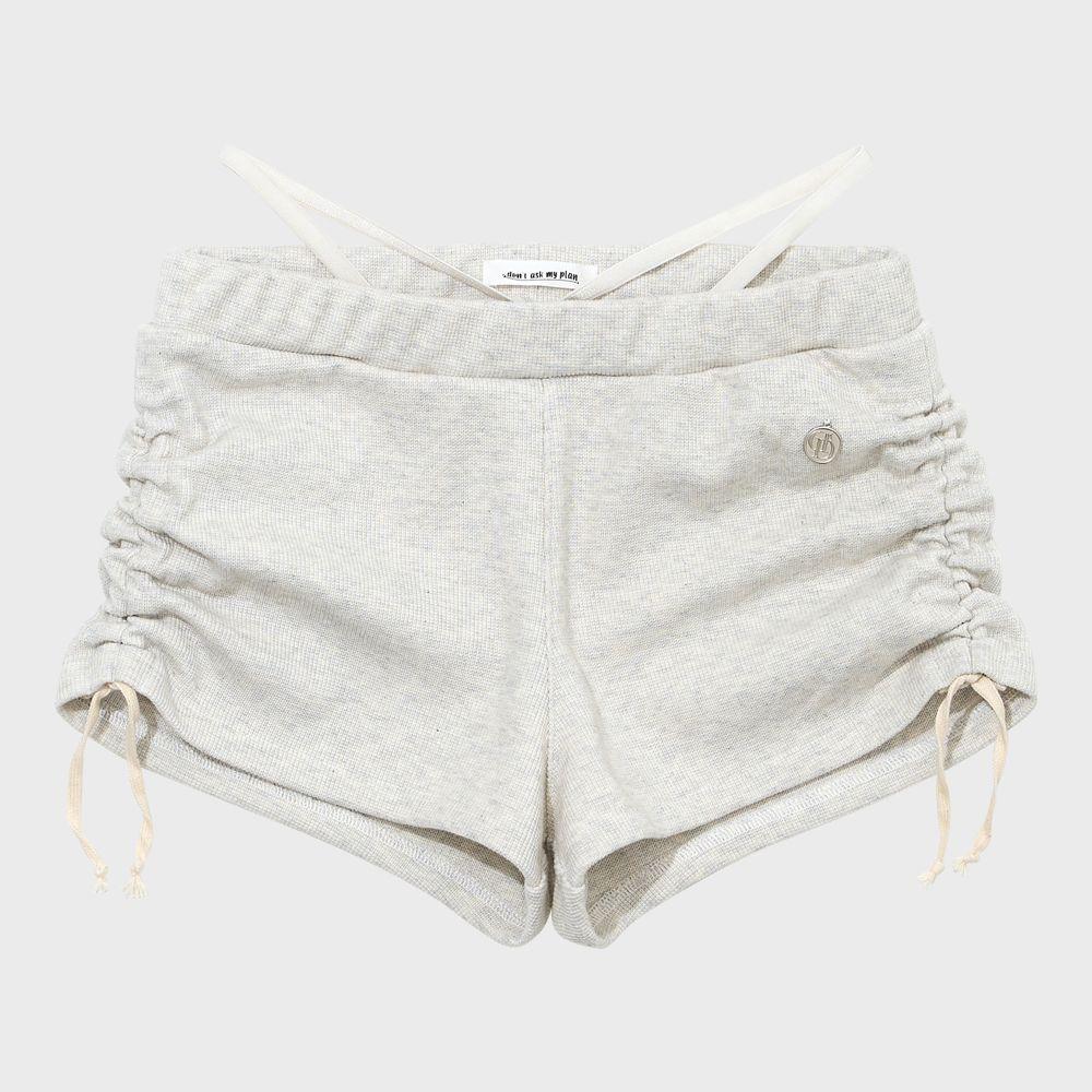 SHIRRING STRING MICROSHORTS_OATMEL