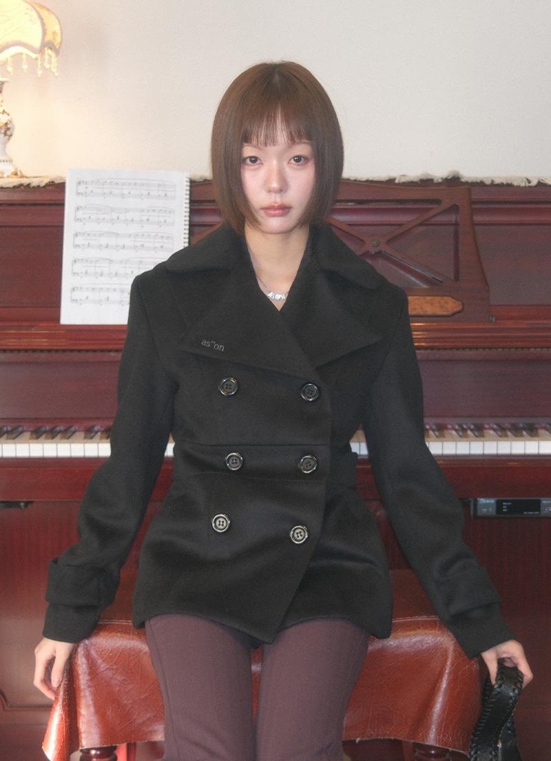 FOY BUTTON SHORT COAT / BLACK
