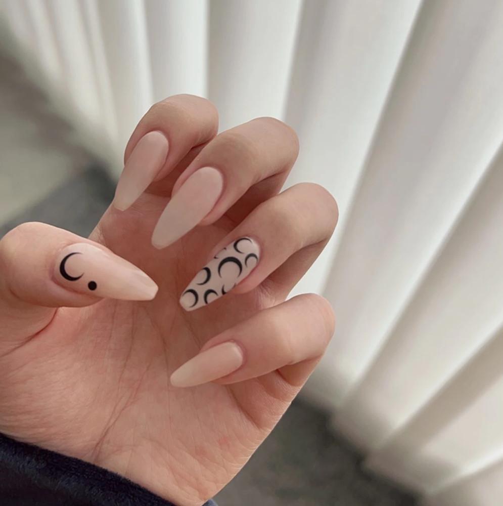 초승달 블랙 화이트 스티커 젤네일아트재료