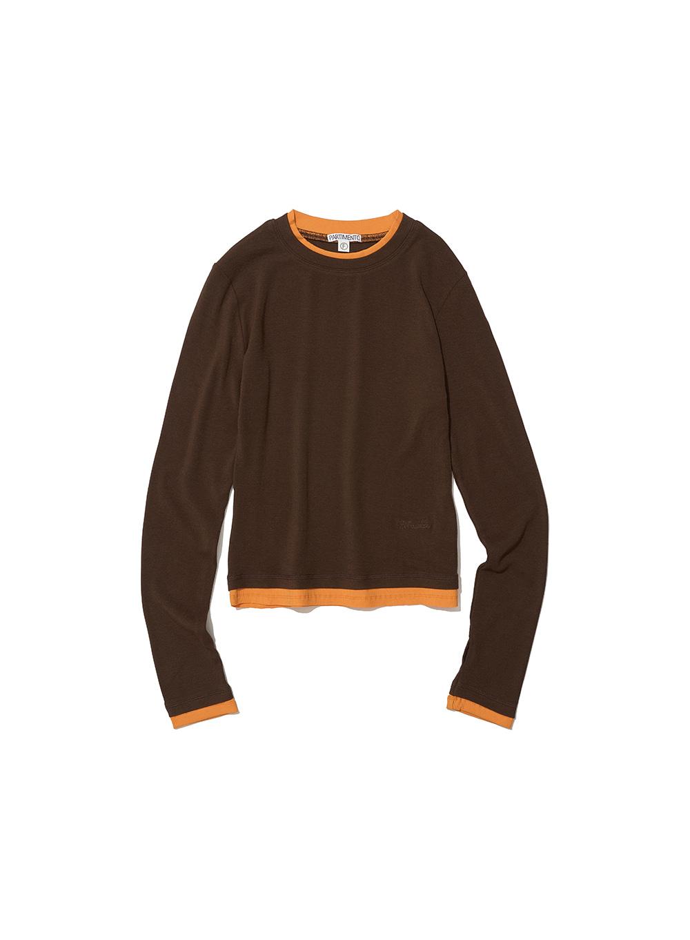 [WOMEN] PW DOUBLE LAYERED LONG SLEEVE TEE_BROWN