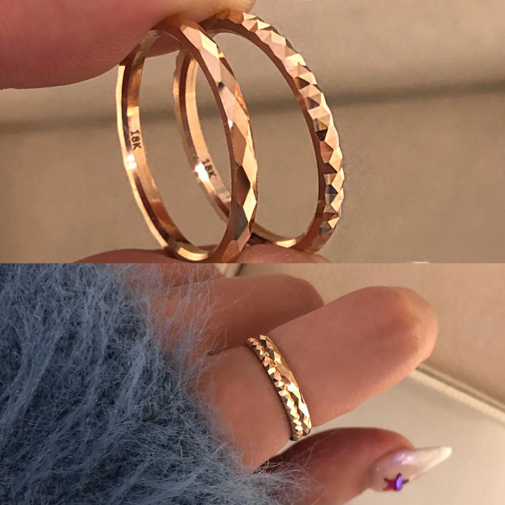 14k 18k 컷팅 실금반지 레이어드 우정반지