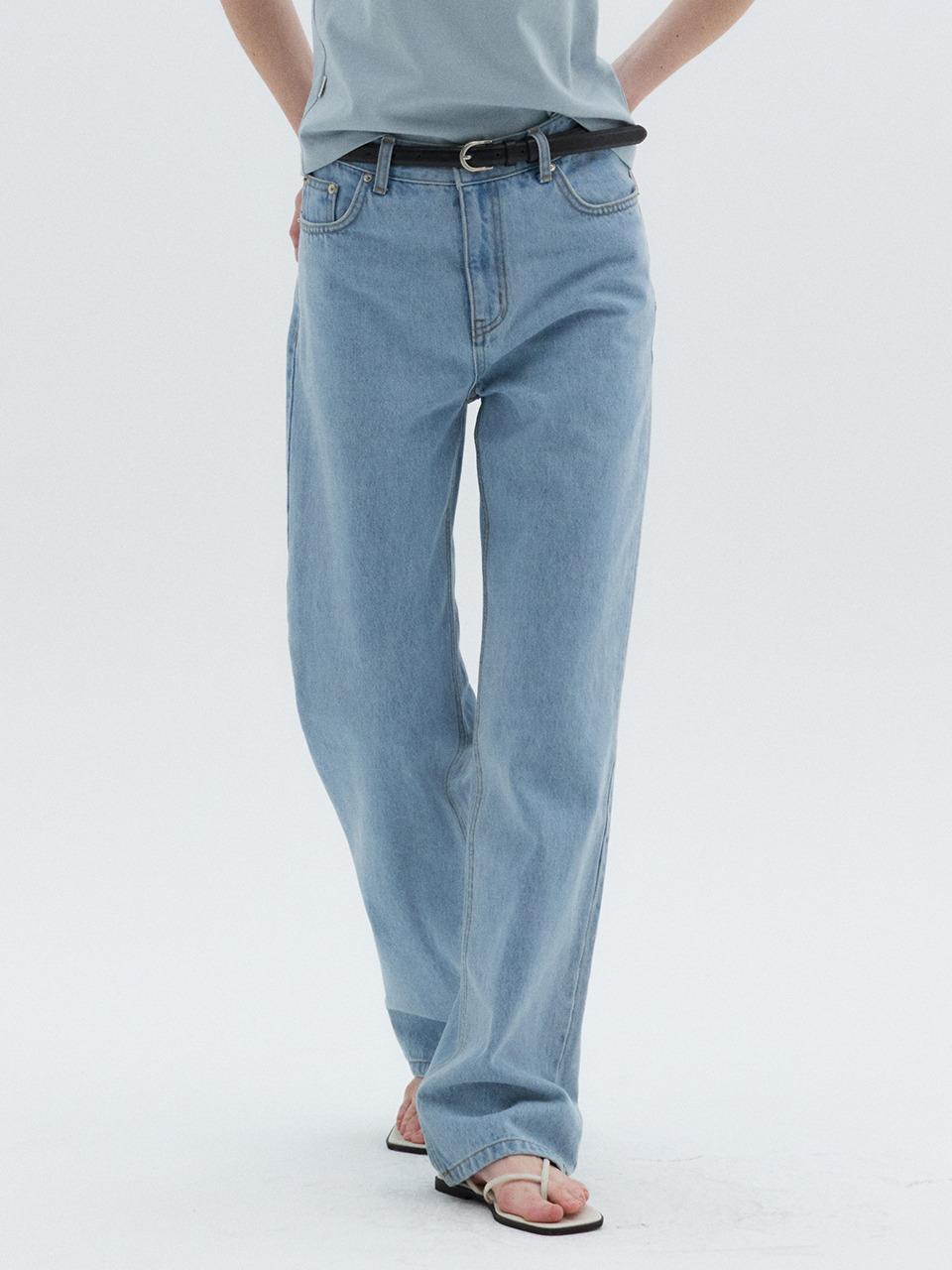 Essential Straight Denim Pants Light Blue