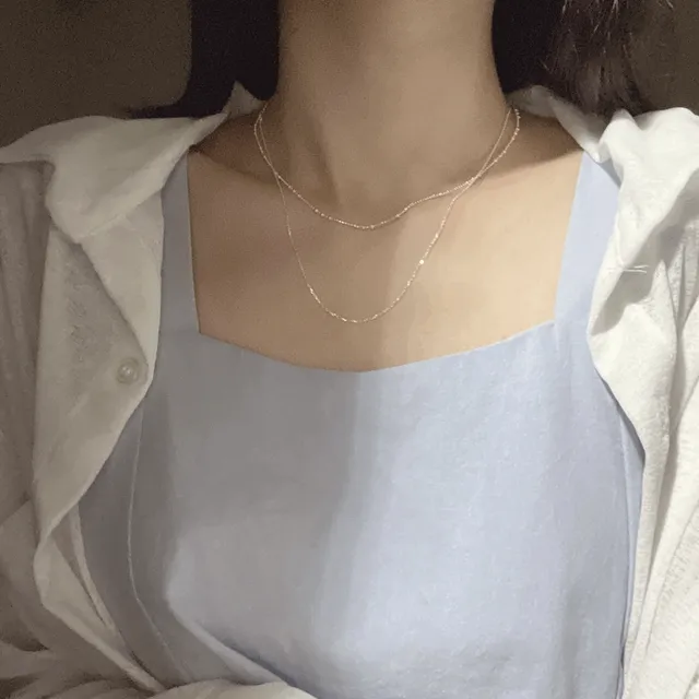 [92.5silver/2개 set] 두줄 레임 목걸이