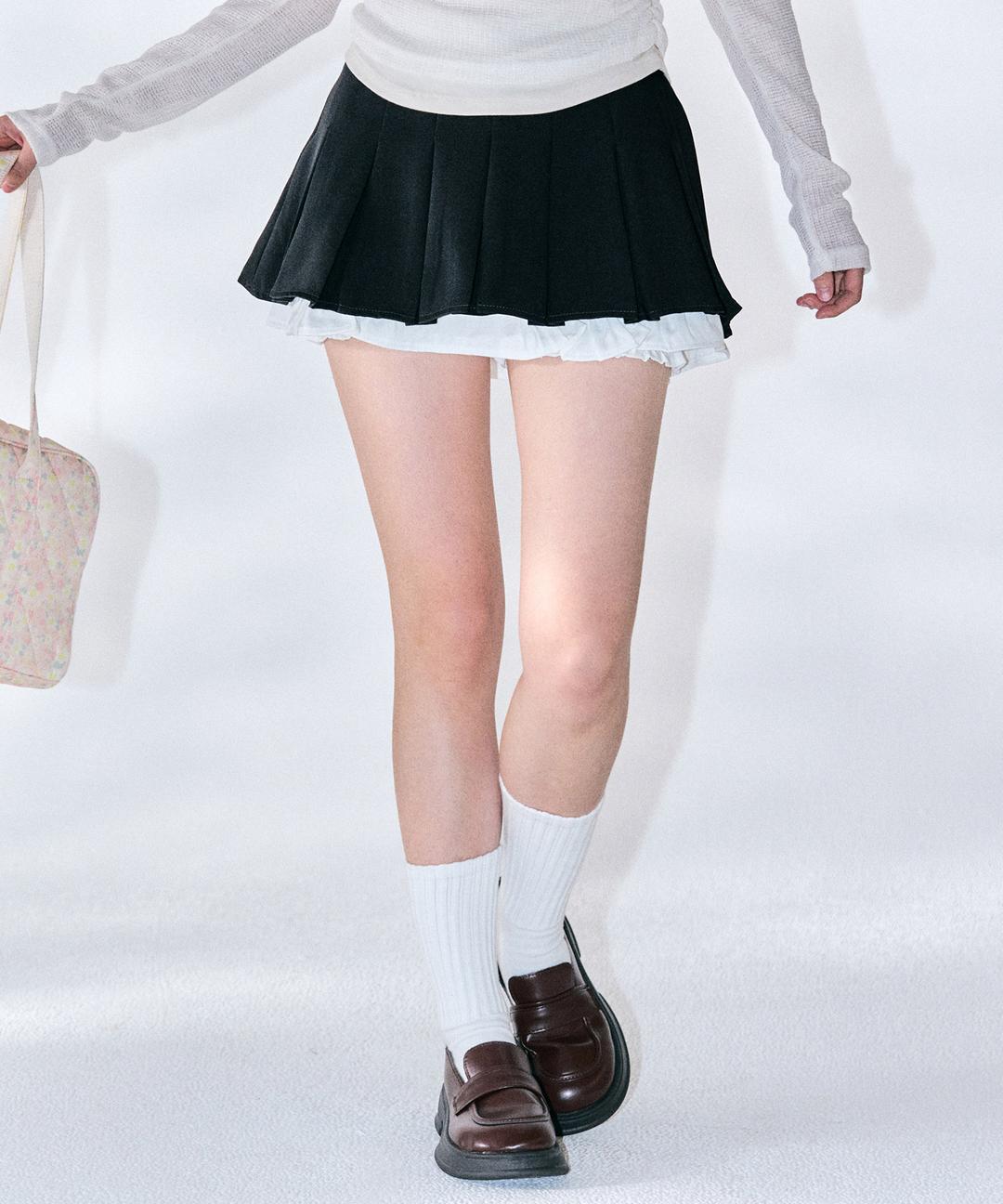 줄리아 플리츠 스커트 팬츠 [BLACK]_카리나 착용