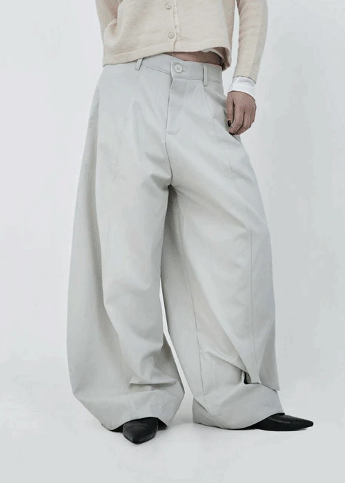 포근 코튼 와이드 슬랙스 팬츠