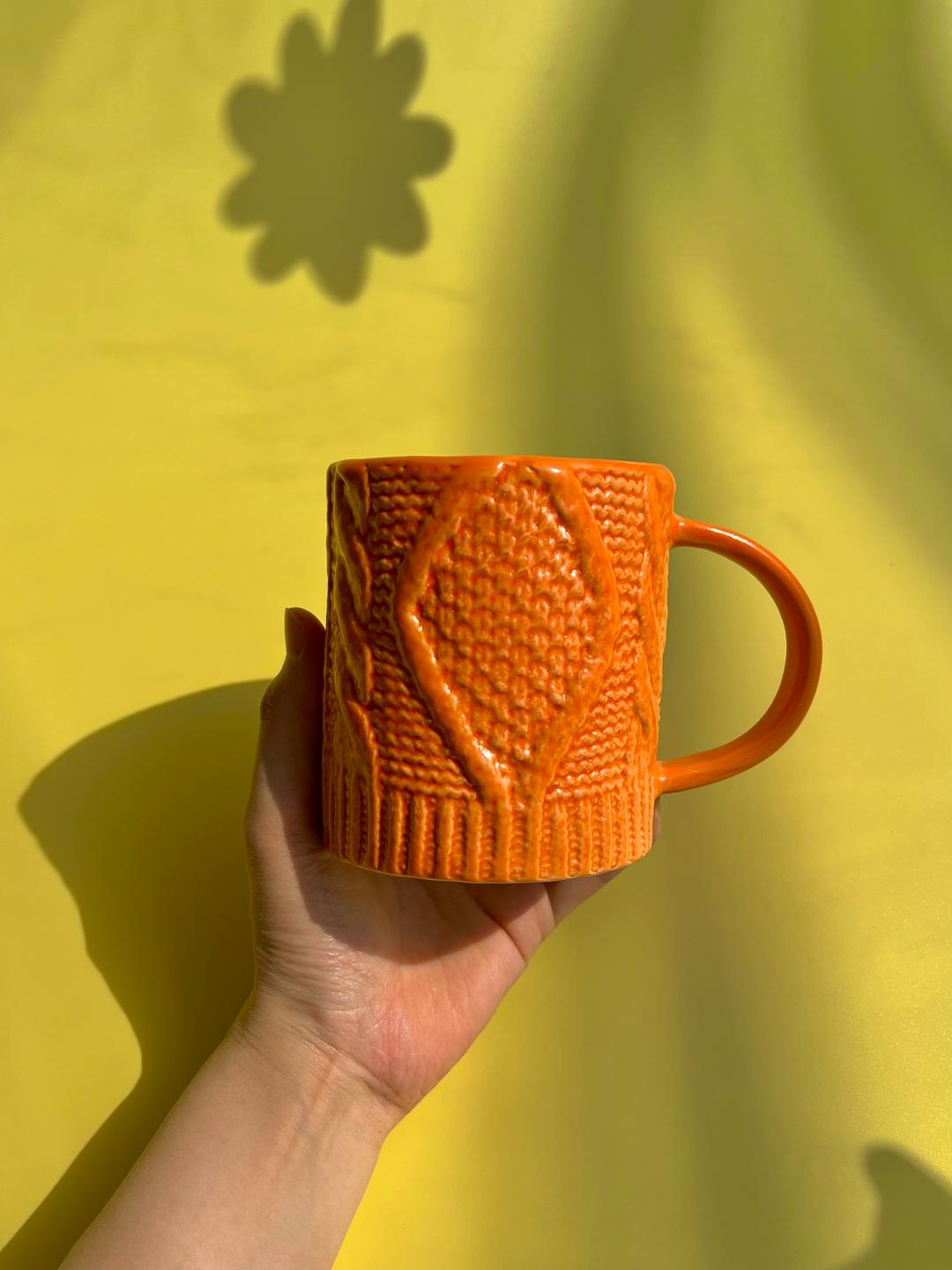 knit Big Cup_ Carrot Orange