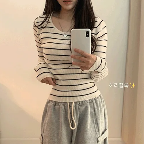 [-3kg!/핏보장템💗] 메이플 슬림라인 연출 단가라,무지 골지 니트