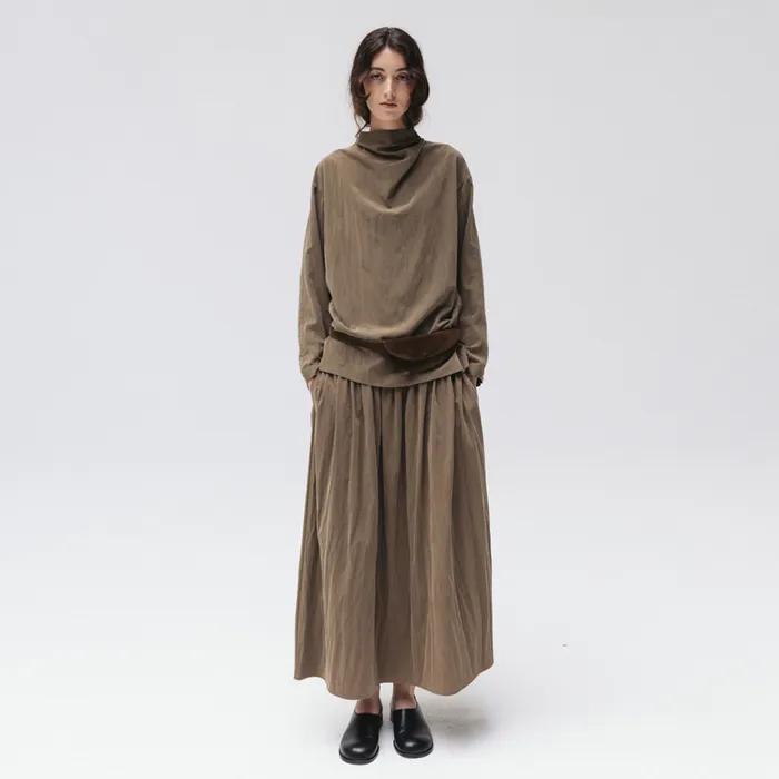 soft shirred skirt (brown)