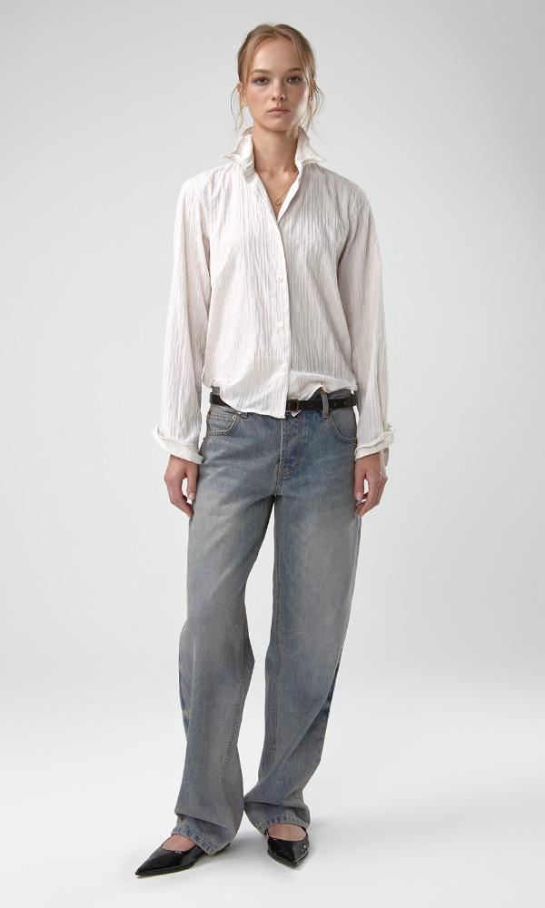 WIRE CREASED COTTON SHIRT (IVORY)