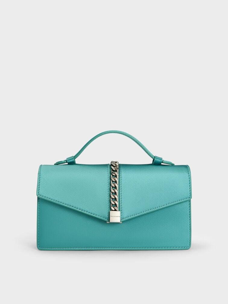 Taisia Satin Chain-Strap Envelope Bag