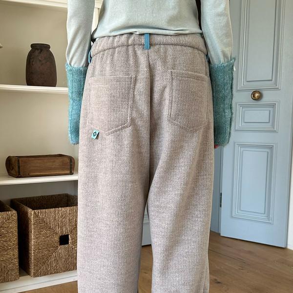 WOOL STRAP WIDE PANTS / m.khaki grey