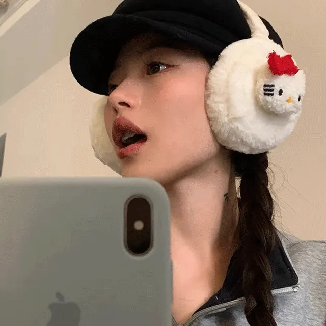 [당일출고/길이조절가능]키티 귀마개 귀도리 겨울 보온