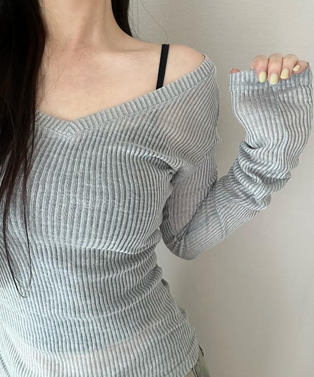 모브 주문폭주[간절기템/*최저가*] 이브 시스루 브이넥 티셔츠