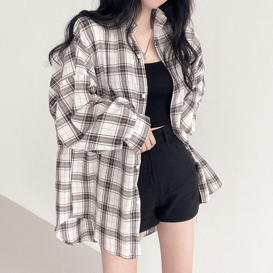 [기획] 슈크림 썸머 체크셔츠,남방 블라우스