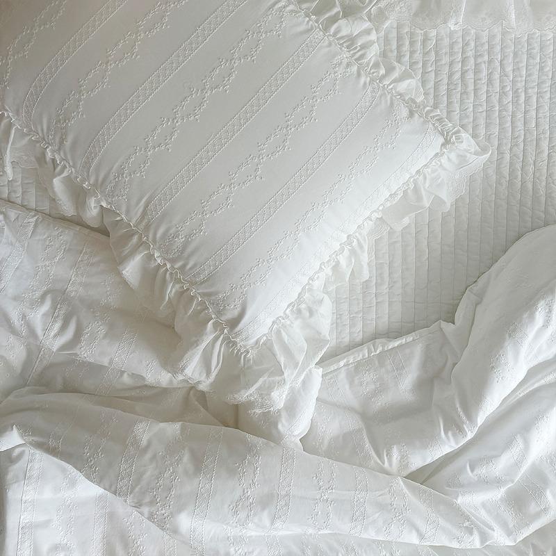 프릴 베딩세트 줄리자수 (화이트)