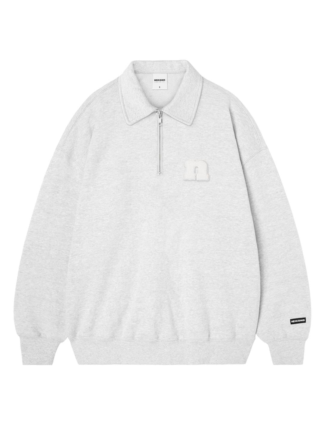 N LOGO COLLAR SWEAT SHIRTS / LIGHT MELANGE