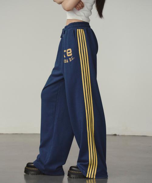 SIDE STRIPE WIDE PANTS DEEP BLUE