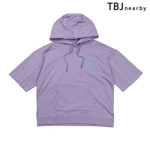 여성 미니쭈리 레터링 후드반팔티셔츠_바이올렛