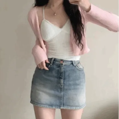 [캡내장/레이어드] 퓨어 골지 레이스 나시 (2color)