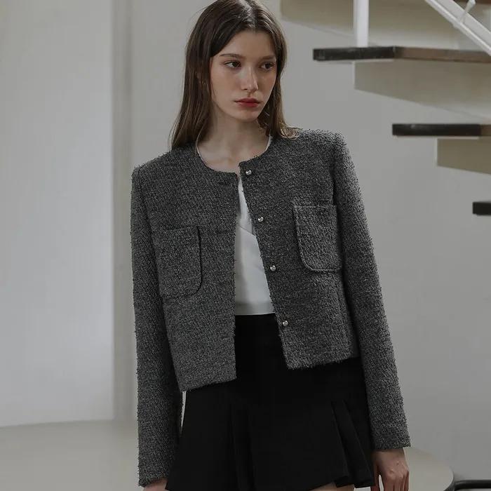 Out Pocket Single Tweed Jacket [Gray]