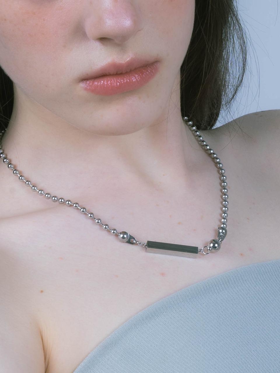 로고 바 볼 체인 마그넷 목걸이_PM25N015SS