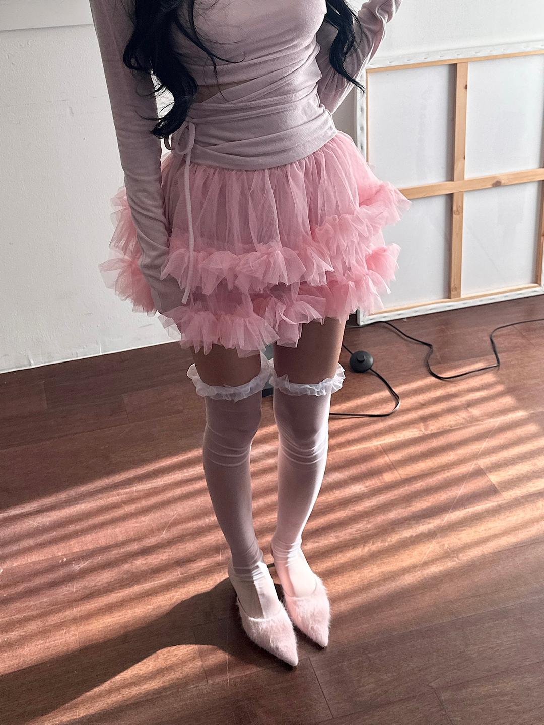 FRUITY SELECT - Tutu Mini Skirt (PINK/WHITE/BLACK) / 2~5일 소요