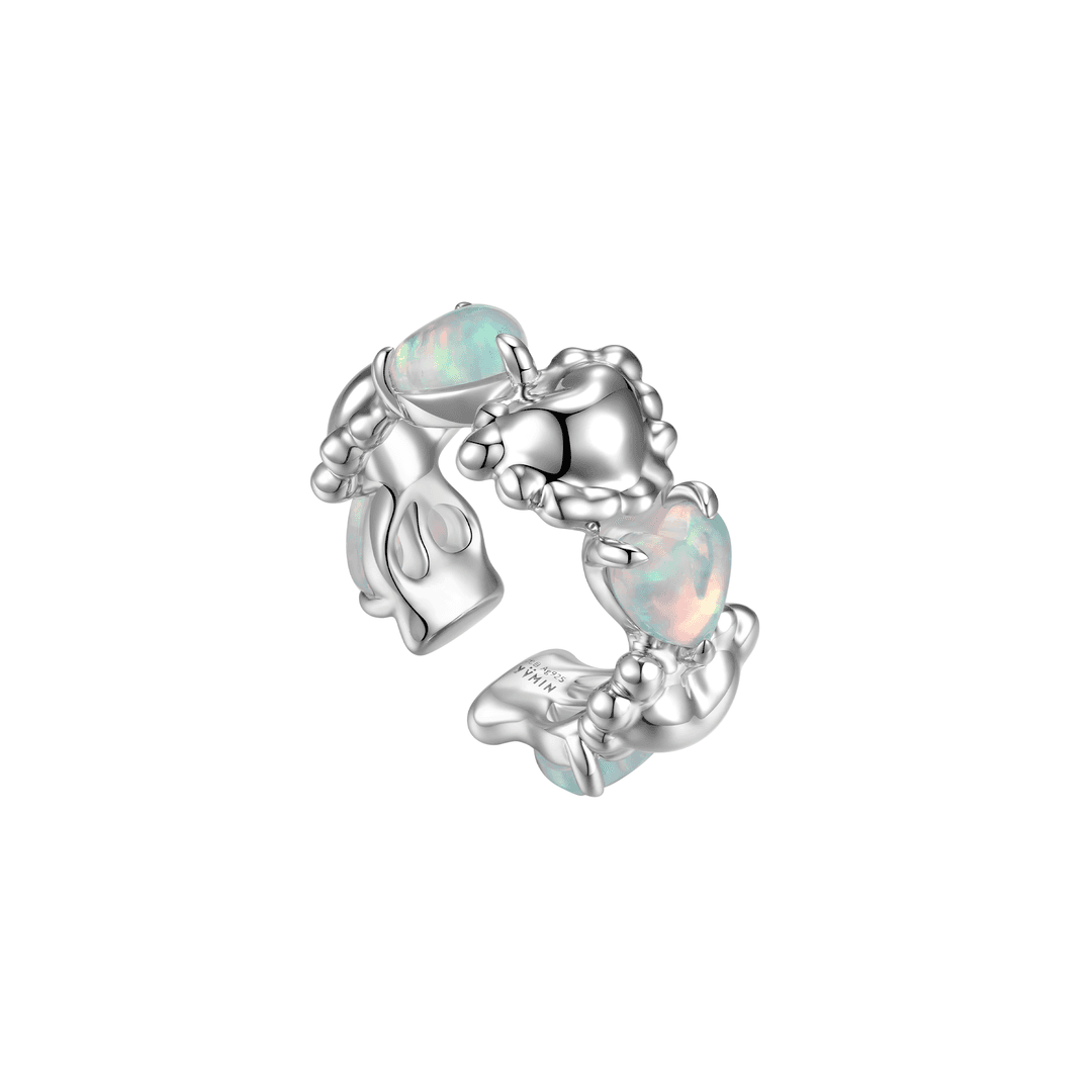 Tasty / Opal Heart Shape Two Way Ear Hook - Open loop 6 / Pink Opal