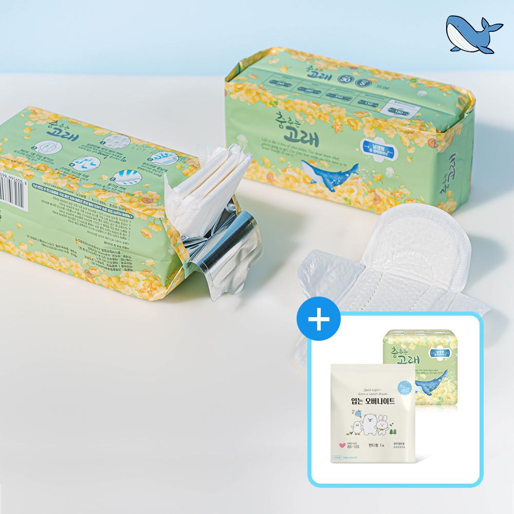 춤추는고래 대용량 날개형 롱 팬티라이너 30P X 2팩 /60매, 소형생리대