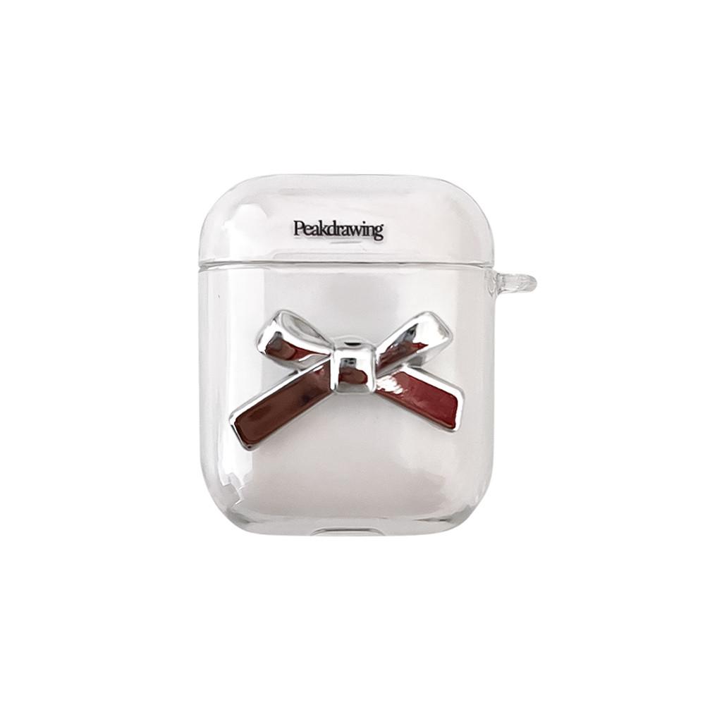 [New 10%] Silver ribbon airpod clear hard case (에어팟 클리어 하드)
