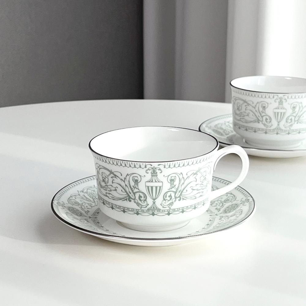 그린패턴 커피잔 세트 예쁜찻잔 빈티지 로얄우스터 웨지우드 홍차잔 라떼