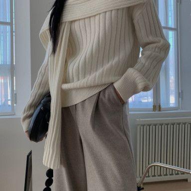 [신상UP!] 터틀넥 머플러 세트 골지 울 니트