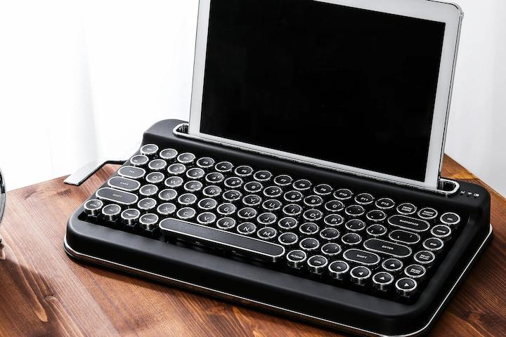 타자기 스타일 무선 블루투스 키보드 (블랙스페셜 버전,한글)