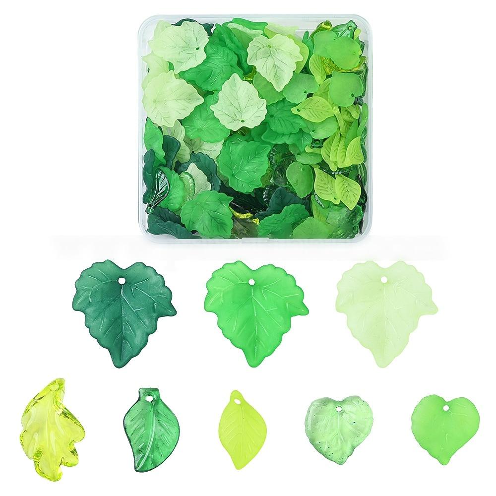76G8스타일투명아크릴펜던트/나뭇잎/색상혼합/15~24X11~22.5X2~5mm/구멍:1~2mm