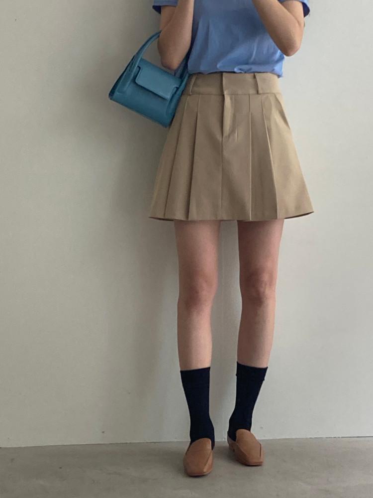 포트 핀턱 플리츠 미니 스커트 치마바지 2color